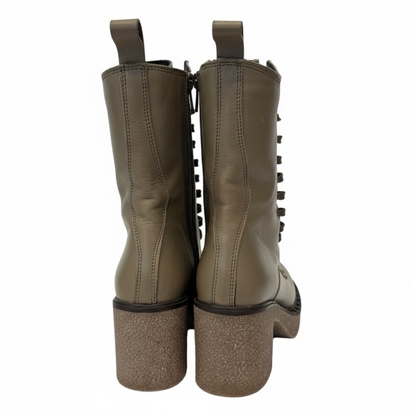 Bueno Sz 7 Combat Bootie Olive Green Zip Side Lace Up Stacked Heel Worn Once - Picture 4 of 5